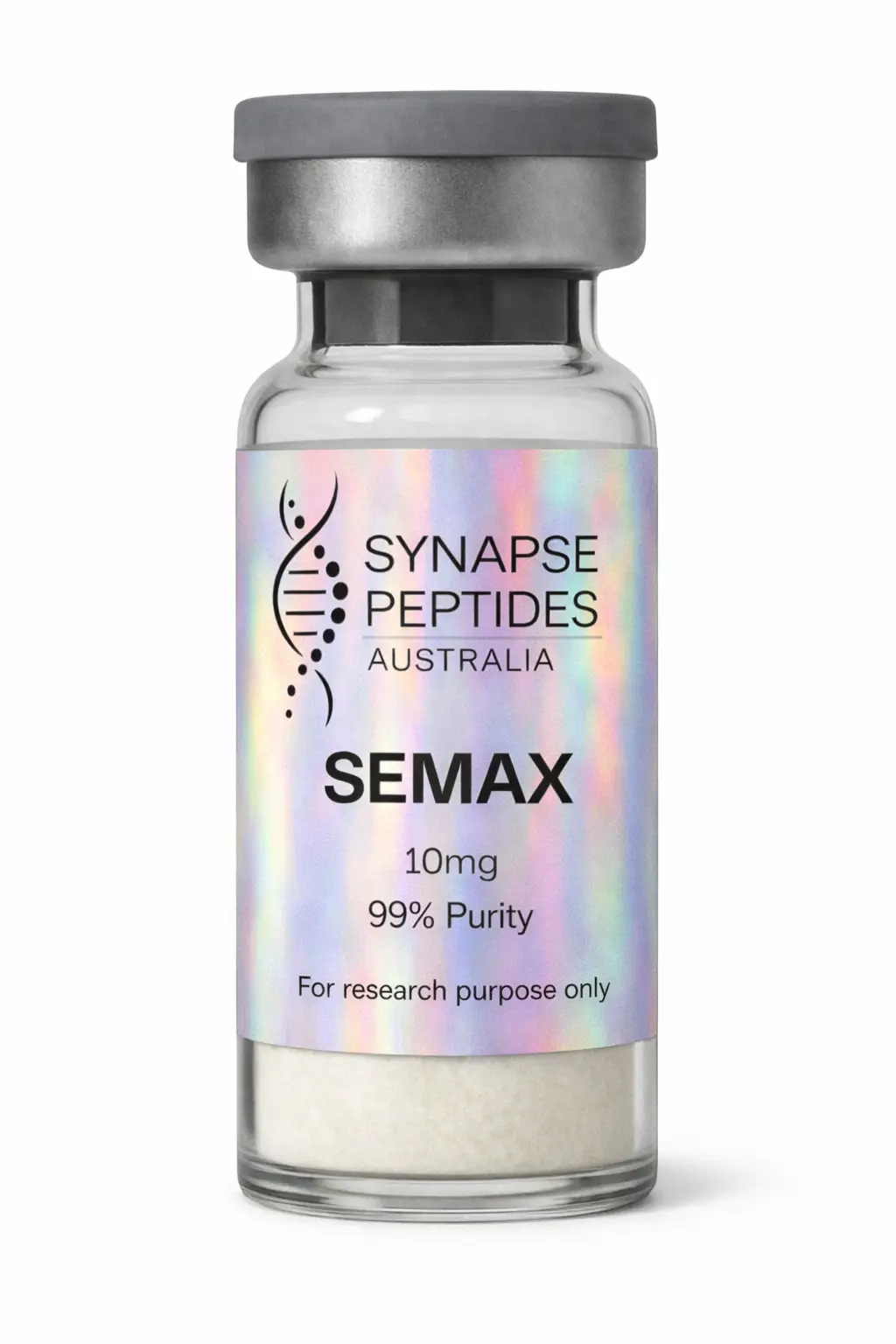 Semax research peptide vial with holographic label