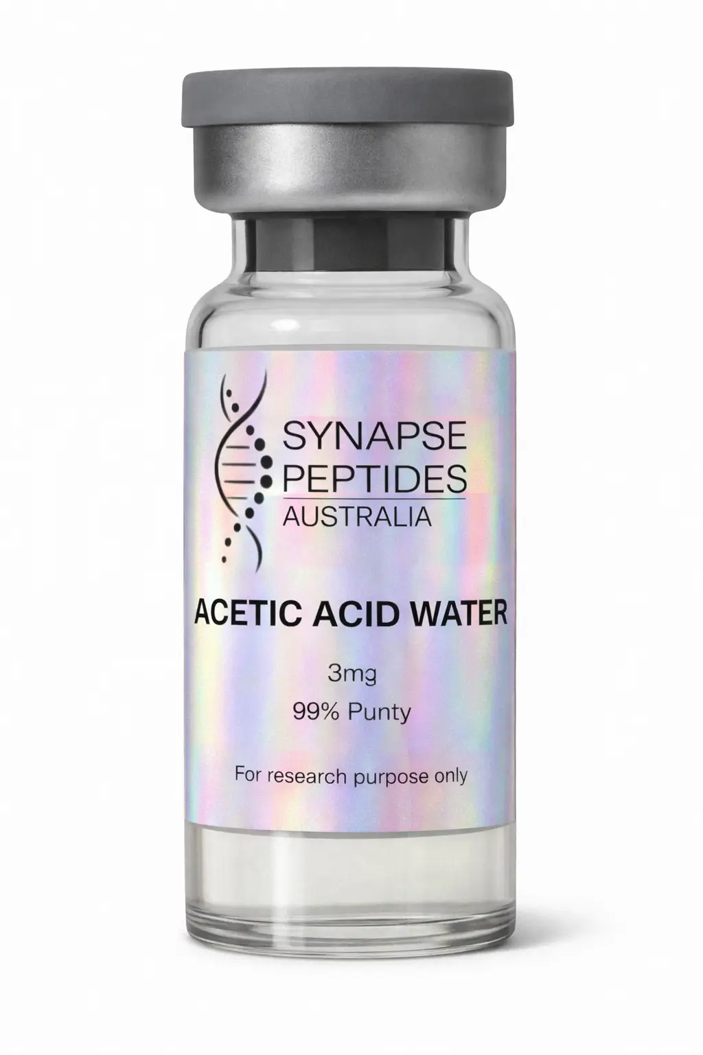 cetic water research reagent vial with holographic label supplied by Synapse Peptides Australia